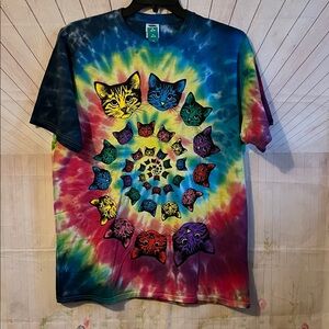 Spiral Cat Rainbow Tie Dye Shirt Size XL Catopia